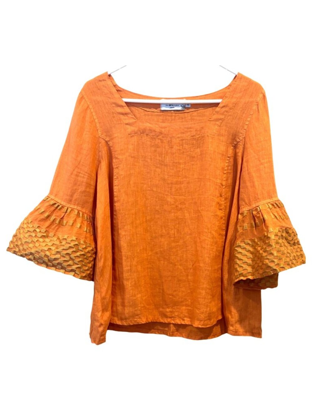 Haris Cotton 100% Linen Lagenlook Blouse with Bell Sleeves Size XS